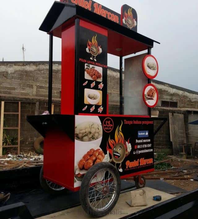 gerobak bakso bakar dorong