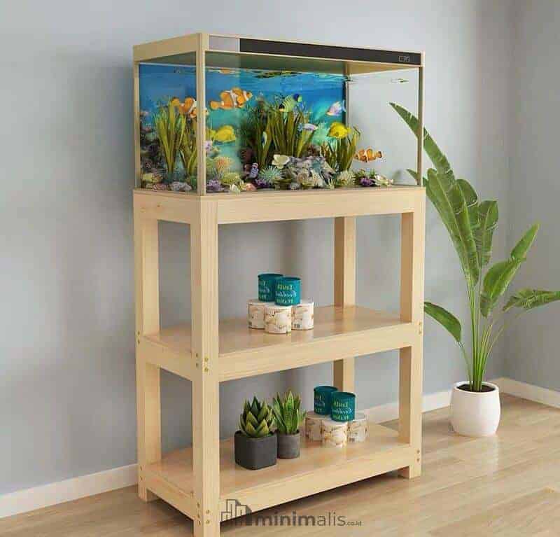 Meja Aquarium Minimalis Dari Kayu