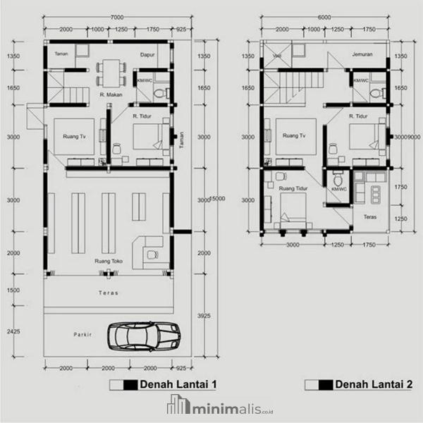 Denah Rumah Toko Minimalis 2 Lantai