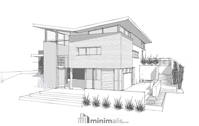 sketsa rumah minimalis modern