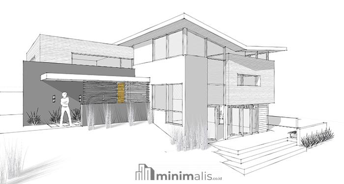 sketsa rumah modern