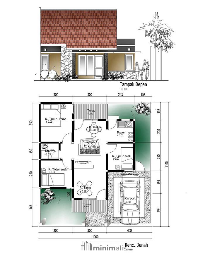 sketsa rumah tipe 36