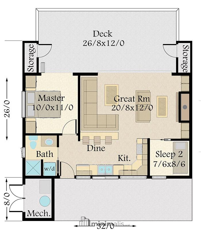 denah rumah sederhana 1 lantai 3 kamar