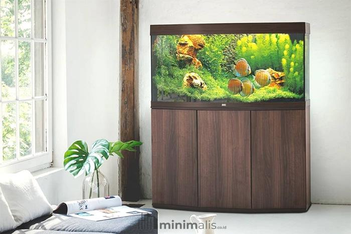 gambar meja aquarium dari kayu