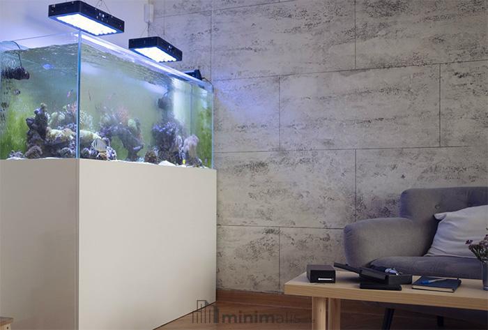 meja aquarium aluminium