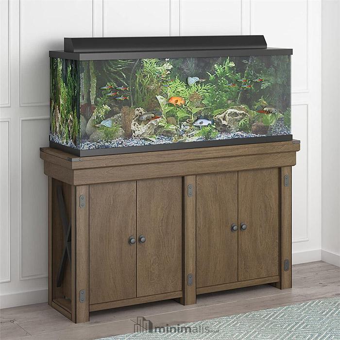 meja aquarium minimalis dari kayu