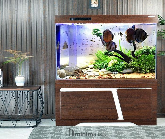 model meja aquarium dari kayu